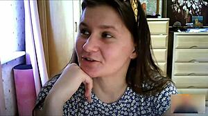 Young European Girl In Skirt And Socks Moans During Solo Video Chat With Neighbors