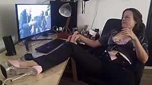 Clothed French Slut in Satin Corset Banged Doggystyle