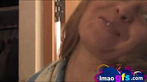 young blonde babe masturbates to orgasm in close-up