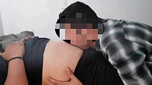 MILF girl licks belly button during amateur session