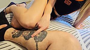 Big booty blonde step sister home from college gets deepthroat and doggystyle.