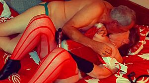 Granny Carmen’s Christmas in July dildo play ends with, uh, I needa fuck now!