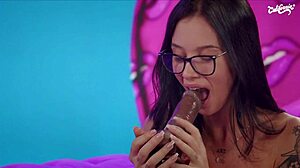 Hot Latina lesbian licks tattooed teen's shaved pussy