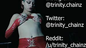 Trinity Chainz gropes her pussy with toys as cute redhead goth slut