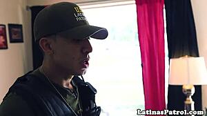 Real Latina immigrant pounded by lucky agent in doggystyle bent over.