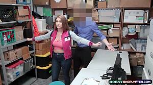 Mall officer catches shoplifter Skylar for a blowjob