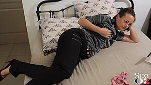 french amateur in satin panties gets ass licked and spanked