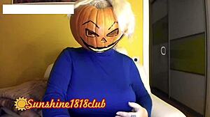 happy halloween with big boobs in pumpkin costume on cam recorded october 31st.