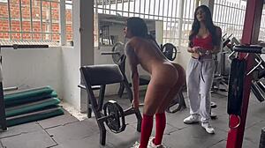 Trans trainer makes me squat naked for gaping assfuck!