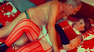 Granny Carmen’s Christmas in July dildo play ends with, uh, I needa fuck now!