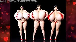 발렌타인 데이 댄스에 놀라운 가슴 팽창