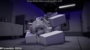 Cowgirl riding and missionary sex in the bathroom