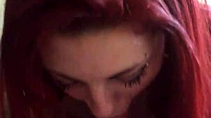 Redhead performs a handjob and blowjob in amateur video
