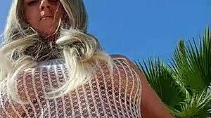 I wore a transparent dress without underwear, showing my big tits as a young exhibitionist