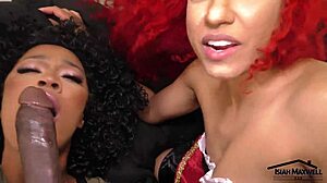 hot ebony threesome- bisexual women vs 1 big black cock