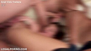 Julie Skyhigh does perfect DAP with 9 positions, swallows three times, and gets first prolapse.