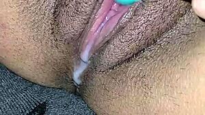 Latina wife drips cum from her pussy while touching herself solo.