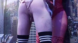 Brunette dominates hot student with ass fucking