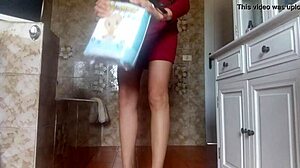 Hot diapered girl pees in tight sexy dress