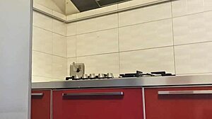 gostosa cleans the stove and feels the heat building up