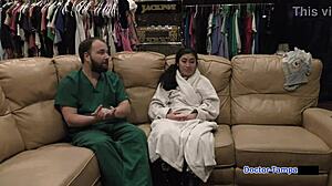 Dr. Tampa conducts Tampa University entrance physical on Jasmine Rose, spreading her small tits in hospital latex