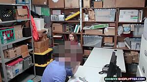 Mall officer catches shoplifter Skylar for a blowjob