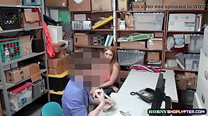 Mall officer catches shoplifter Skylar for a blowjob