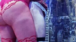 Brunette dominates hot student with ass fucking