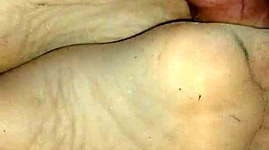 Homemade sensual footjob with tan stockings turns into teasing fun