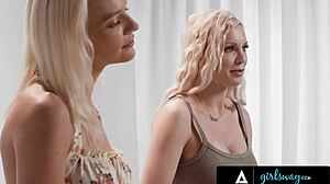 girlsway - busty milf kenzie taylor has passionate real sex with pretty blonde kenna james. rough lesbian 69 tattoo nipples muff diving.