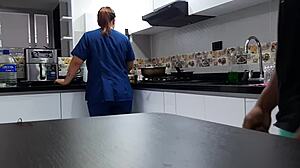 I got the employee to hook up in the kitchen, part 1