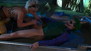 Big boob superheroines seduce horny heroes in group scene.