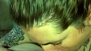 Friend with Tattoo in Panties and Thong Gets Handjob