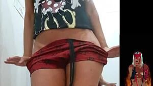 milf teases with pussy and ass in store room