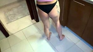 Sexy Alice Blows Boyfriend's Huge Cock in Kitchen