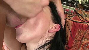 Horny Brunette Masters Deepthroat and Doggy Action