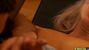 blonde teen in stockings gets hardcore anal fuck with hair pulling