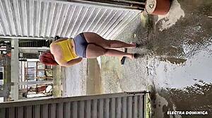 Hired Brazilian Latina Prostitute For Work! Her Beautiful Ass Makes Everyone Drool In Voyeur Fetish Scene!