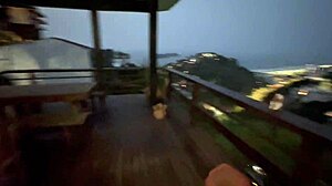 Fucking the beautiful latina teen on the balcony outdoors, not caring who sees