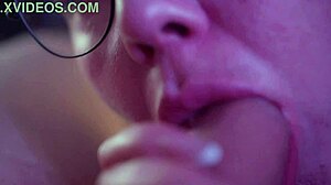 Dissolute woman sucking her man's cock