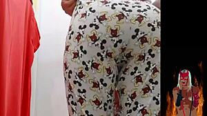 milf teases with pussy and ass in store room