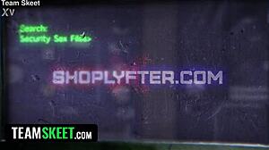 Big-Titted Thief Caught and Pays Guard with Deepthroat and Creampie