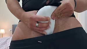 What’s Hidden Under Sexy Slip as He Strokes Fast?