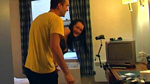 Fun British Couple Filmed Giving Blowjob and Rimjob in Hotel!