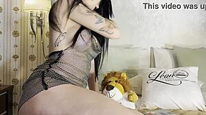 Hot Brunette Babe Teases with Big Tits in See-Through Dress!