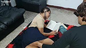 19-year-old schoolgirl came to study but got pussy fucked