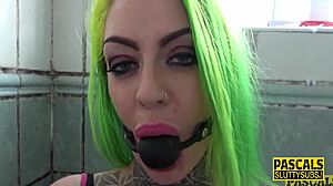 wow, inked submissive throats so hard!