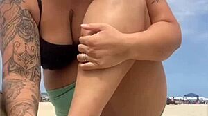 Swollen pussy on beach after guy suggests threesome.