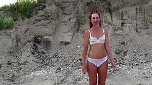 soap bibbles in transparent bikini with mature crossdressing