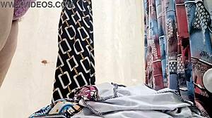 wonderful italian stepmom's hairy pussy in public store!